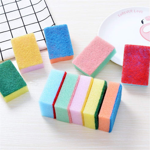 Sponge Scourers Multi-Use No Scratch Scrub Sponge Kitchen Tool for Cleaning Dishes, Bowl, Pot, Pan (10Pcs)