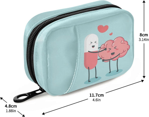 Naanle 7 Happy Pills Pill Box Day Pill Case Bag Travel Pill Organizer Bag with Zipper Weekly Case Portable Compact Size