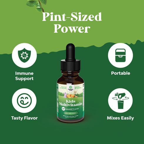 Liquid Multivitamin for Kids, High Absorption | Yummy Toddler Supplement with Vitamins A, C, D3, E, and B6