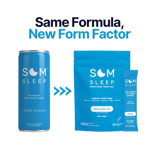 Som Sleep | Restful Calm Sleep Powder Drink Mix with Melatonin, Magnesium | 10-Pack, Vegan, Zero Sugar, Keto Friendly