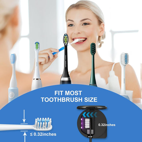UV Toothbrush Sanitizer Holder, Portable Cleaner Case with Fan Drying, Rechargeable, Fits Most Electric & Manual