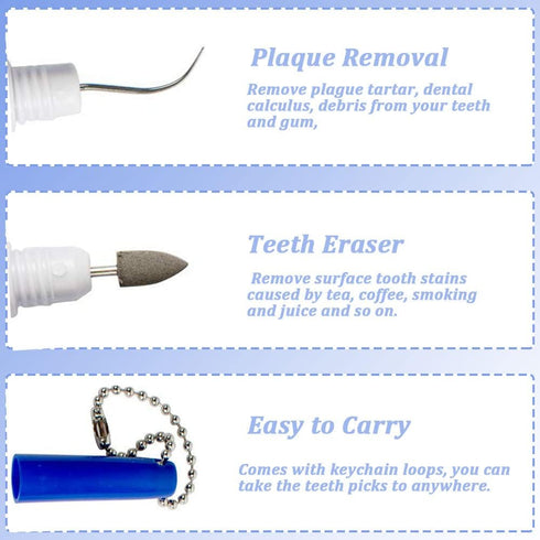 Dental Picks 4PCS, Portable Dental Tooth Picks, Teeth Stain Remover, Mini Travel Plaque and Tartar Remover