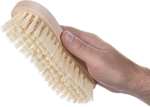 Konex Fiber Economy Utility Cleaning Brush. Heavy Duty Scrub Brush with Wood Handle. (Peanut 2 Pack) by KONEX