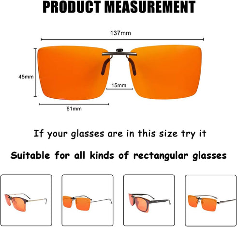 FONHCOO Clip-on Blue Light Blocking Glasses, 2 Pack Over Prescription Glasses, Anti Eyestrain for Computer Gamers