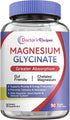 Doctor's Recipes Magnesium Glycinate for Men & Women, 100mg Elemental Mag, 90 Caps, High Absorption