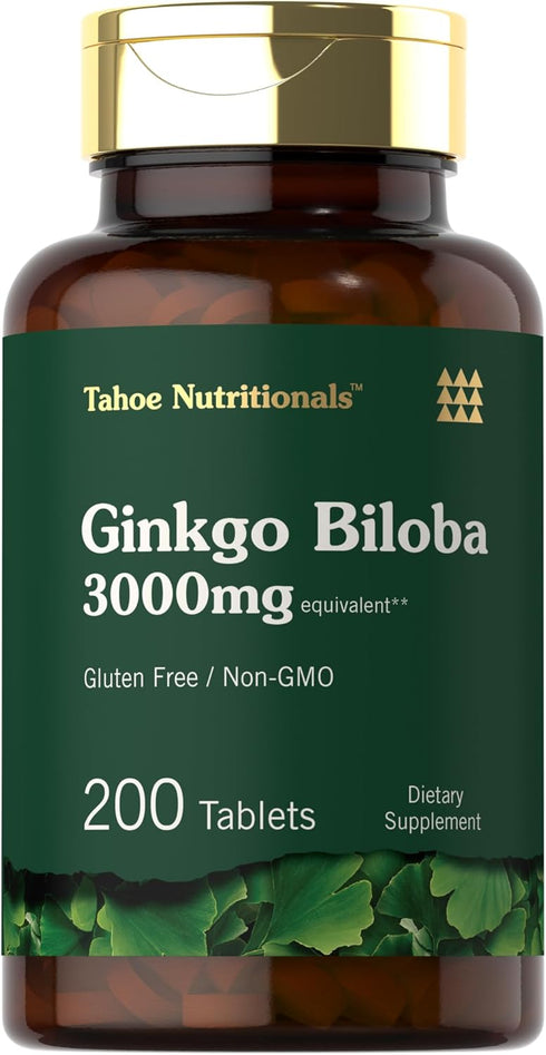 Carlyle Ginkgo Biloba | 3000mg Per Serving | 200 Tablets | Extra Strength, Vegetarian, Non-GMO & Gluten Free