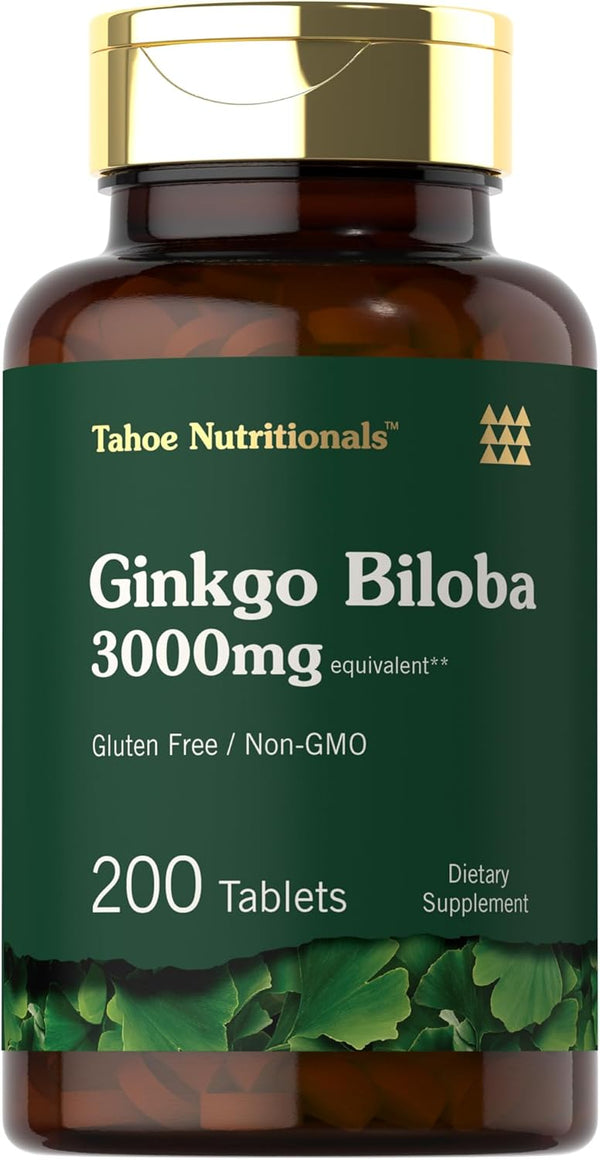 Carlyle Ginkgo Biloba | 3000mg Per Serving | 200 Tablets | Extra Strength, Vegetarian, Non-GMO & Gluten Free