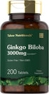 Carlyle Ginkgo Biloba | 3000mg Per Serving | 200 Tablets | Extra Strength, Vegetarian, Non-GMO & Gluten Free