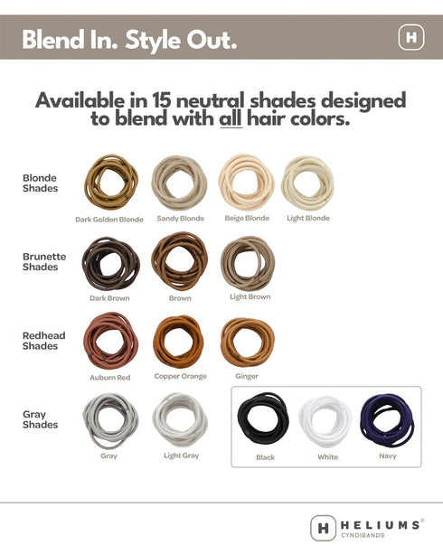 Heliums Small Hair Ties - Light Brown No Damage Mini 1 Inch Reusable Elastics for Thin Hair and Kids
