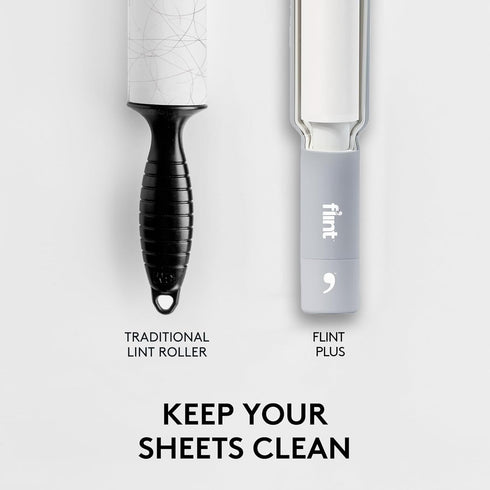 Flint Plus XL Retractable Lint Remover & Pet Hair Roller for Clothes, Refillable & Reusable Lint Roller with 140 Extra
