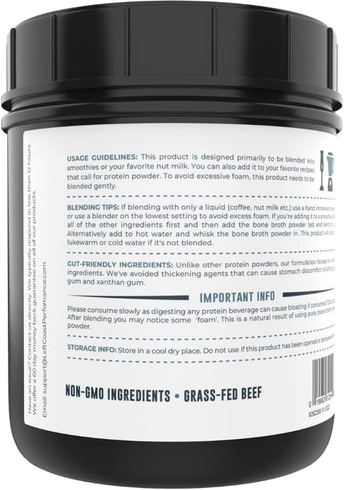 16oz Bone Broth Protein Powder from Grass Fed Beef - Unflavored, Rich in Collagen, Paleo Protein Powder
