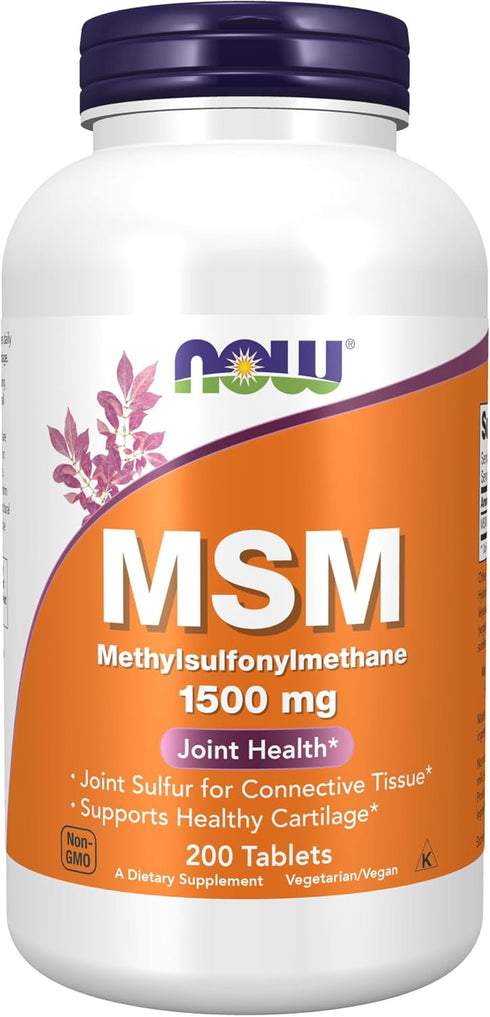 NOW Supplements MSM (Methylsulfonylmethane) 1,500 mg, 200 Tablets