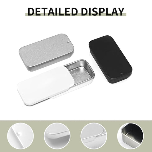 Lip Balm Tins, 3 Pack Slide Top Tin Containers for Lip Balm Crafts Storage Kit - 0.25oz (WHITE)
