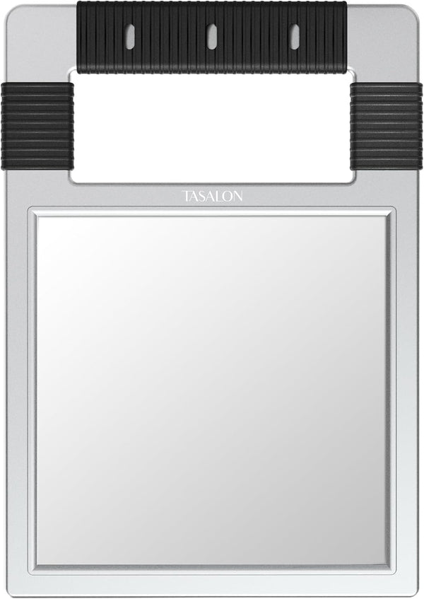TASALON Unbreakable Hand Mirror, Silver Rectangular Tabletop Mount, ABS Frame, Handheld Mirror for Barber, Salon, Makeup