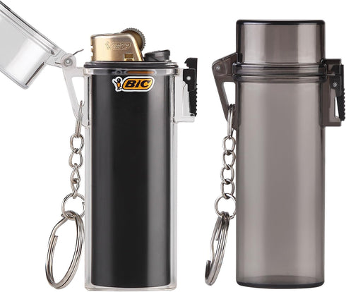 SOMGEM 2 Pack Waterproof Keychain Lighter Case for Classic Lighter J6, EDC Lighter Holder Sleeve for Regular Lighter,