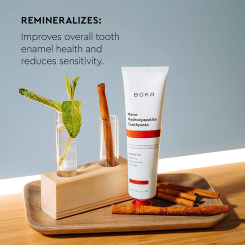 Boka Fluoride Free Toothpaste - Nano Hydroxyapatite, Sensitive Teeth, Whitening - Cinnamon Mint Flavor, 4 Fl Oz 1Pk