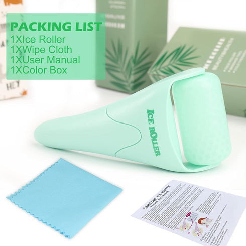Ice Roller for Face and Body Massage, Skin Care Tool for Reducing Wrinkles and Puffiness, Cold Therapy (Green)