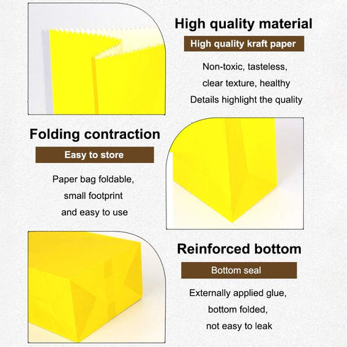 KEYYOOMY Mini Yellow Paper Bags, 24 CT Small Party Favor Goodie Bags, Paper Lunch Bag (3.5 X 2.4 X 7.1 In)