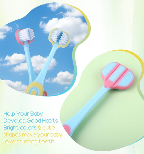ValueBargain 4 Pack 3 3 1-12, Sided Toothbrush Kids, Soft Bristles Sided Toothbrush, Triple-Sided Design for Ages Easy