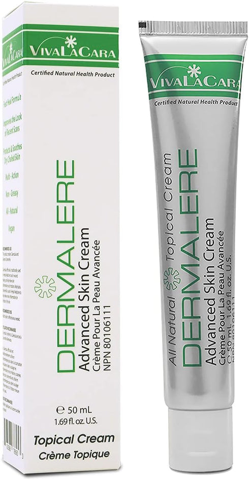 Dermalere Advanced Skin Cream, 1.7 Ounce Natural Homeopathic Formula for Face and Body, Scar Reducing Herbal Cream