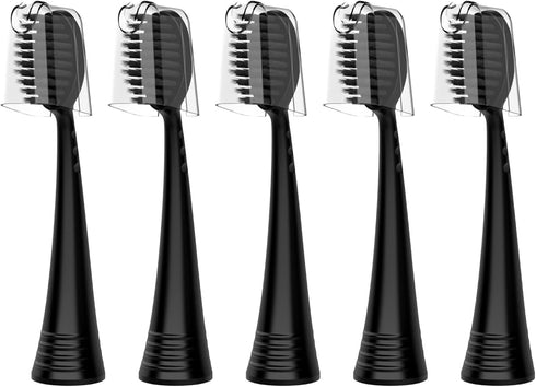 Replacement Toothbrush Heads with Covers for Burst, 5 Count in Black