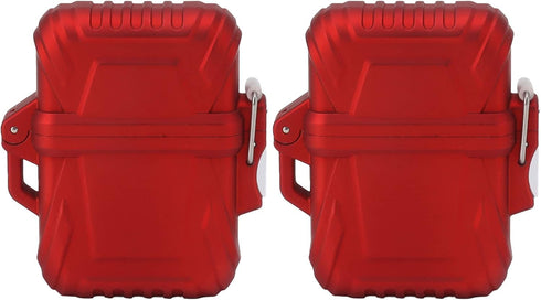 2PCS Torch Lighter Case, IP56 Waterproof Portable Cover for Outdoor Camping Travel (Red)