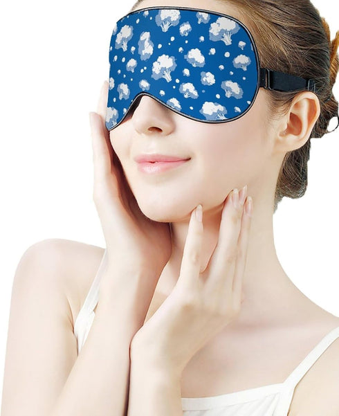 Sleeping Mask for Men & Women,Broccoli Clouds Blue Block-Out Eye Mask for Sleep with Adjustable Strap, Night Eye Cover
