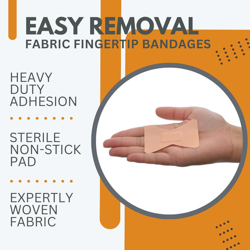 Dealmed Fabric Fingertip Flexible Adhesive Bandages – 100 Count, Non-Stick Pad, Latex Free for First Aid Kit, 1 3/4" x