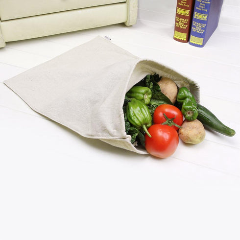 Cotton/Linen Blend Muslin Produce Bags with Drawstring, 11 x 15-inch, 6-Pack
