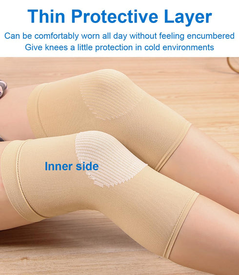 Knee Compression Sleeves for Women & Men, Lightweight Thin Knee Brace for Pain Relief, Daily Use (Black)