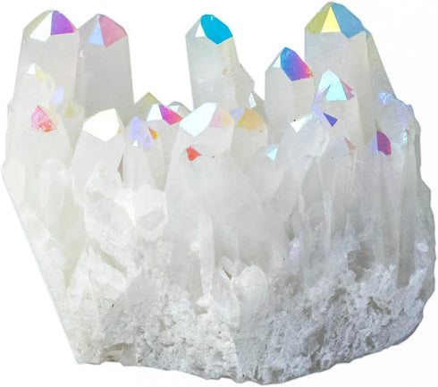 Rockcloud Large Healing Stone Titanium Coated AB Crystal Cluster Geode Druzy Gemstone Specimen