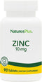 NaturesPlus Zinc Tablets, 10 mg, 90 Vegetarian Supplements, Immune System Supplement for Cellular Growth & Repair