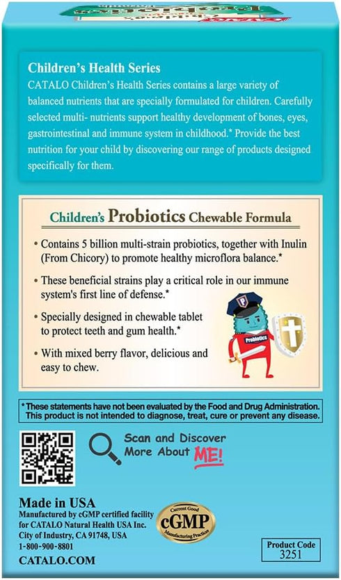 Children’s Probiotics Chewable Formula - 5 Billion Active Probiotics, 5 Strains, Immune & Digestive Health, Oral Health, Mixed Berry Flavor, 30 Chewable Tablets