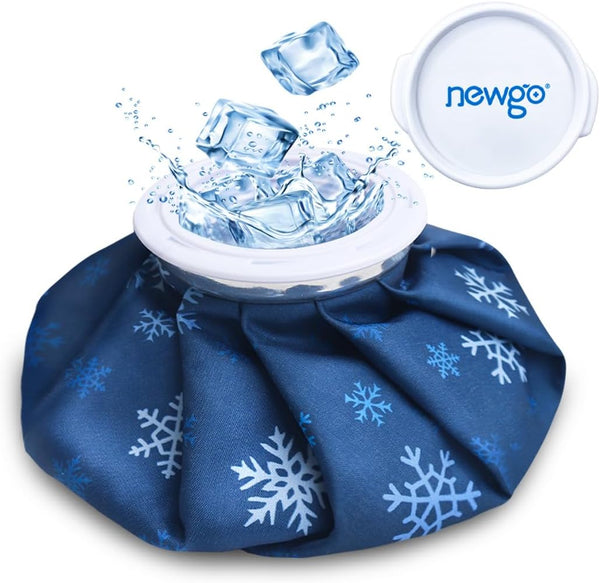 NEWGO Ice Pack Small Ice Bag for Injury Reusable, Fillable with Wide Mouth, Hot Water Bag for Pain Relief (9 Inch)