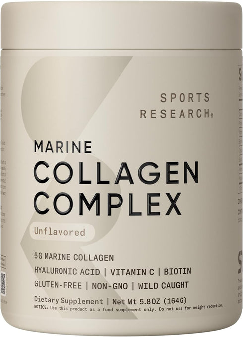Sports Research Collagen Beauty Complex with Hyaluronic Acid, Vitamin C + Biotin, Unflavored (30 Servings)