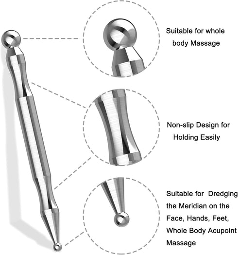 Stainless Steel Acupuncture Massage Pen - Deep Tissue Reflexology Tool
