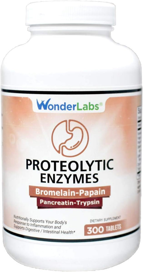 Proteolytic Enzymes - Bromelain Papain Pancreatin 550 mg Total with Amylase, Lipase, and Protease, 300 Tablets