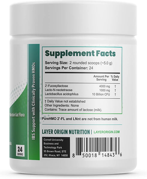 Layer Origin PureHMO IBS Support - Clinically Tested Super Prebiotic + Probiotic to Relieve IBS Symptoms