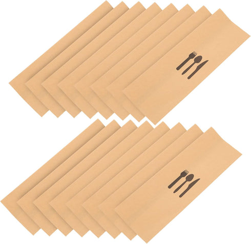 100pcs Kraft Paper Cutlery Set - Disposable Silverware Bags for Dinner Table Decor, Utensil Holder for Weddings