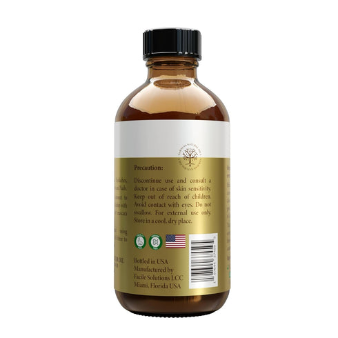 Narayan Organic Castor Oil (4 Fl Oz Glass Bottle), USDA Certified Natural Cold Pressed for Hair Growth and Skin