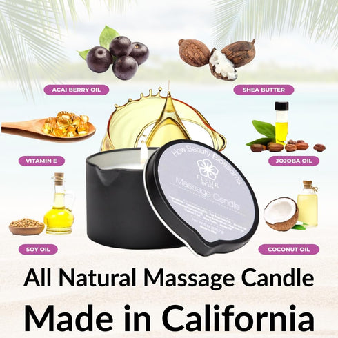 Massage Oil Candle – 6oz with Pour Spout – All Natural Coconut & Soy Blend – Melts to Warm Hydrating Body Oil