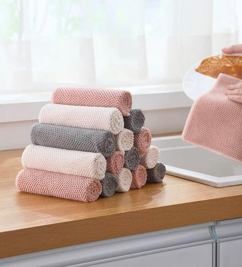 Microfiber Cleaning Cloths, Super Absorbent Kitchen Rags for Drying Dishes, Home, Car, Glass - 6 Pack, 12x16 inch