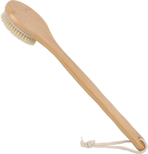 OWIIZI Back Scrubber Brush for Shower - Large Area Deep Cleanse Bath Brushes with Bamboo Long Handle