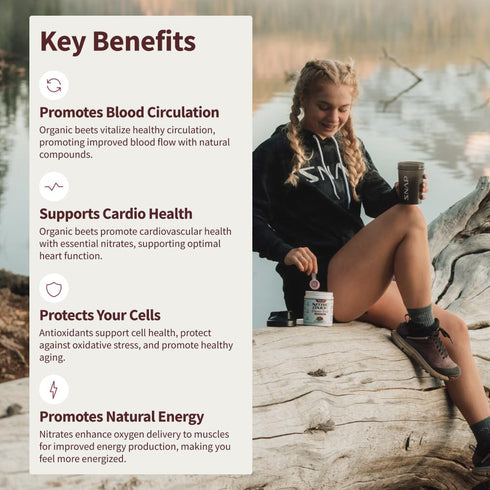 Snap Supplements 3-in-1 USDA Organic Beet Root Powder, Nitric Oxide Supplement for Healthy Blood Circulation, 250g