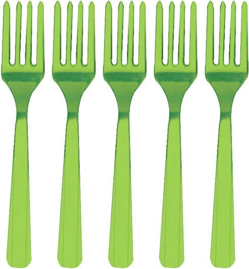 Elegant Kiwi Green Plastic Fork (Pack Of 20) - Eco-Friendly, Durable & Eye-catching, Perfect For Parties & Events by Amscan