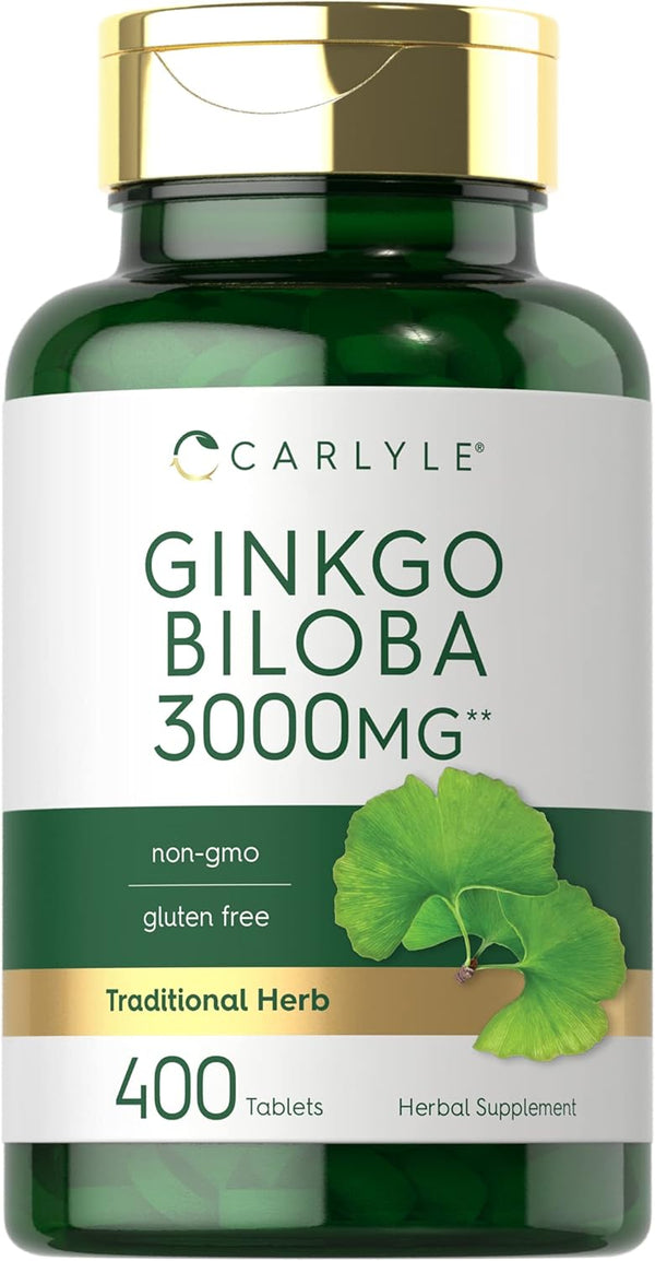 Carlyle Ginkgo Biloba 3000mg - 400 Tablets, Non-GMO, Gluten Free Supplement