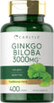 Carlyle Ginkgo Biloba 3000mg - 400 Tablets, Non-GMO, Gluten Free Supplement