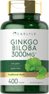 Carlyle Ginkgo Biloba 3000mg - 400 Tablets, Non-GMO, Gluten Free Supplement