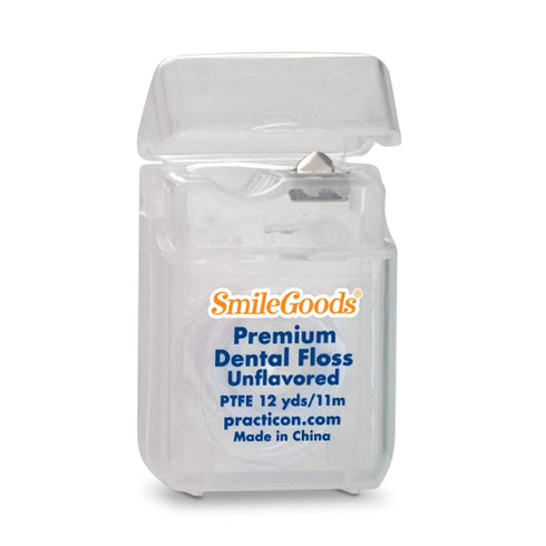 Practicon SmileGoods Premium Unflavored PTFE Dental Floss, 12 Yard Mini Sample Size for Giveaways, Travel, Kids,