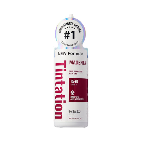 Red by Kiss Tintation Semi-Permanent Hair Color, Long-Lasting Dye with Aloe Vera, Argan Oil (Magenta, 5 Fl Oz)